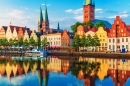 Old Town Pier in Lubeck, Germany