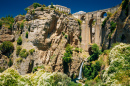 New Bridge and Waterfall in Ronda, Spain