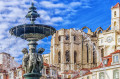 Fountain in Rossio Square in Lisbon