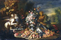 Still Life with Flowers and a Fountain