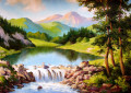 Mountain Landscape with a Waterfall