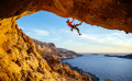 Climber on an Overhanging Rock