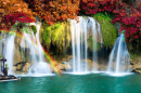 Waterfall in the Autumn Forest