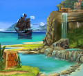 Pirate Island with a Waterfall