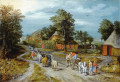 Townsfolk with Cattle and a Cart