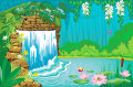 Tropical Landscape with a Waterfall
