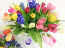 Colorful Flowers on a White Bicycle