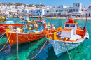 Chora Town Harbor, Mykonos Island, Greece