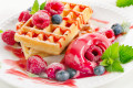 Raspberry Sorbet and Waffles