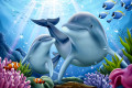 Dolphin Family Playing Together