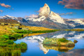 Matterhorn and Stellisee Lake, Swiss Alps