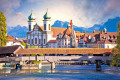 Wooden Bridge in Lucerne, Switzerland