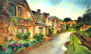 Picturesque English Village Gouache