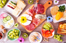 Easter Table with a Collection of Snacks