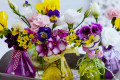 Fresh Flowers in Glass Bottles