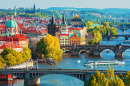 Scenic View on Bridges Over Vltava River