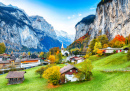 Lauterbrunnen Village with Staubbach Waterfall