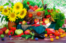 Summer Still Life on a Wooden Table