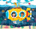 Cartoon Submarine under the Sea