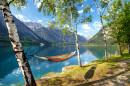 Colorful Hammock near a Mountain Lake