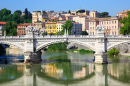 Bridge over the Tiber River in Rome, Italy