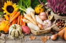 Ripe Vegetables on a Wooden Table