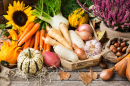 Ripe Vegetables on a Wooden Table