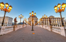 Art Bridge in Skopje at Sunset, Macedonia