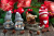 Christmas Figures on a Wooden Background