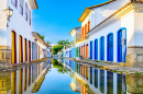 Street of Historical Center In Paraty, Rio de Janeiro, Brazil. Paraty Is A Preserved Portuguese Colonial and Brazilian Imperial