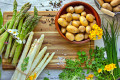 Green and White Asparagus, and Potatoes