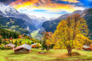 Alpine Wengen Village, Switzerland