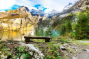 Oeschinen Lake and Swiss Alps Panorama