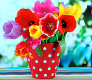 Bouquet of Tulips in a Polka Dot Vase