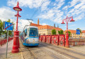 Tram on the Bridge over the Oder River