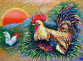 Roosters, Oil Painting, Thailand