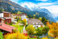 Stunning Autumn View of Wengen, Switzerland