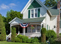 American Home with Flag Bunting