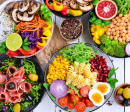 Buddha Bowls on a White Wooden Table