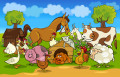 Rural Scene with Farm Animals