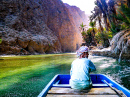 An Old Man Steering a Boat, Wadi Shab, Oman