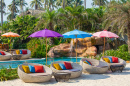 Swimming Pool and Sun Umbrellas in Thailand