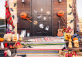 Country House Door Decorated for Halloween