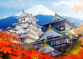 Himeji Castle and Mount Fuji in Autumn