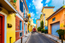 Colorful Facades on a Street in Plaka, Athens