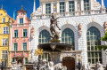 Neptune Fountain in the Old Town of Gdansk, Poland