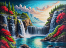 Picturesque Landscape with Waterfalls