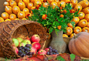 Basket with Apples and Grapes