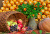 Basket with Apples and Grapes