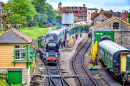 Steam Locomotive at Swanage Station, Dorset, UK
